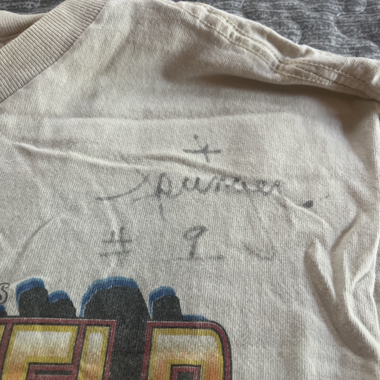 01’ VTG Autograph Springsteen Springer Flat Track Racing Tee Size XL Cut Sleeves