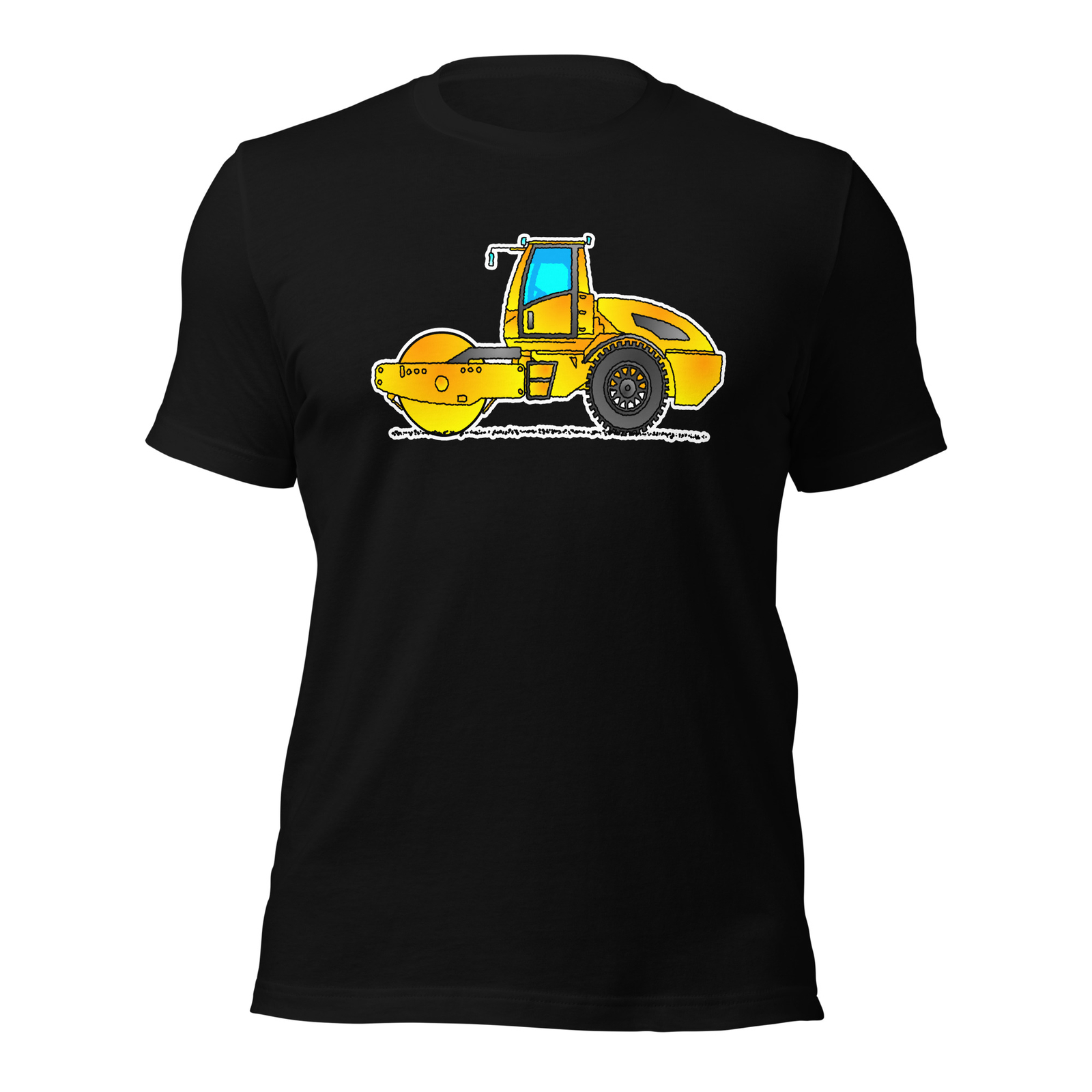 Road Roller T-Shirt, Adult Clothing, Yellow Construction Vehicle
