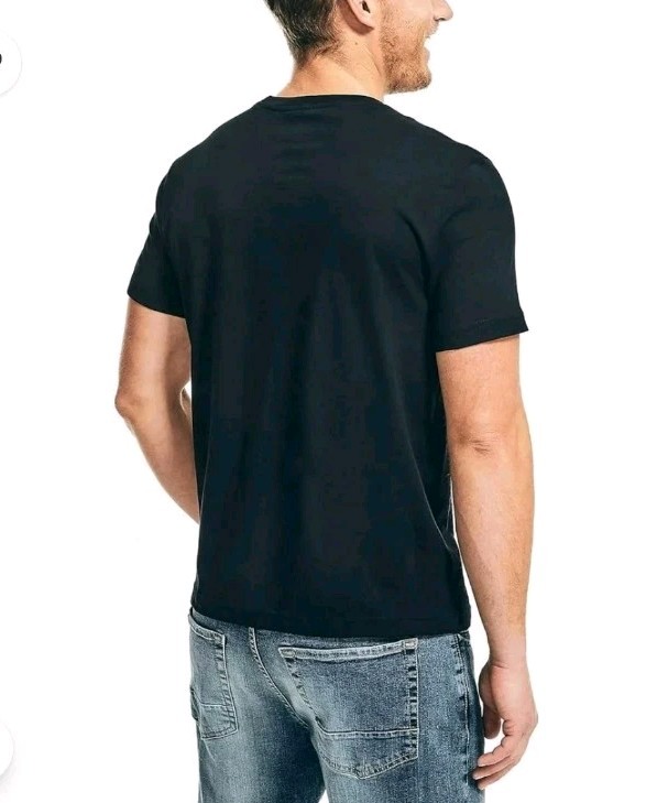 Nautica Mens Knit Tee Crew Neck T Shirt Size 2XL Black Solid Uniform Preppy Work