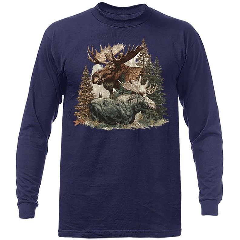 Bull Moose Forest Wildlife Wilderness Nature Outdoor Long Sleeve Shirt