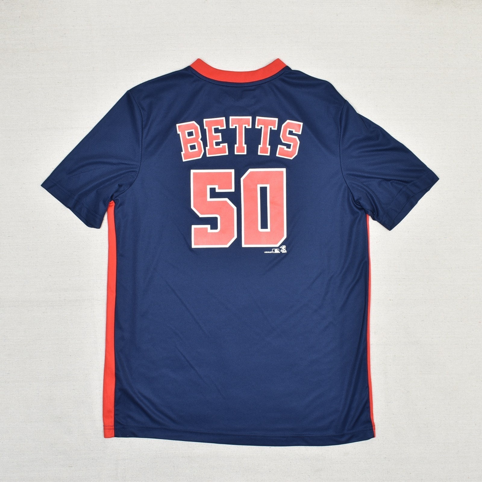 MLB Men’s Tee Jersey Polyester Multicolor Size XL Red Sox Betts #50 Baseball