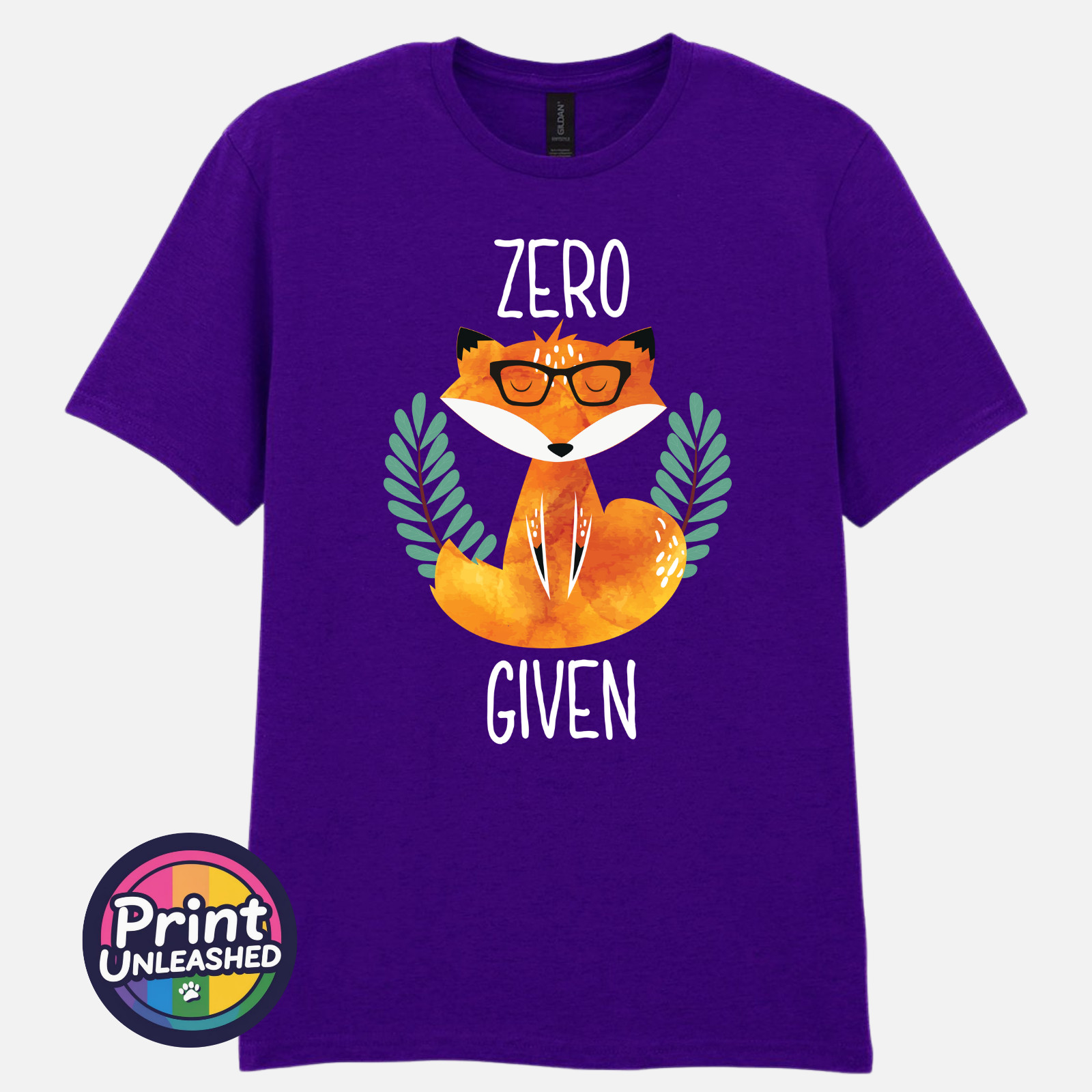 Zero Fox Given Graphic Tee Funny Printed Slogan T-Shirt Zen Fox Print Fun Gift