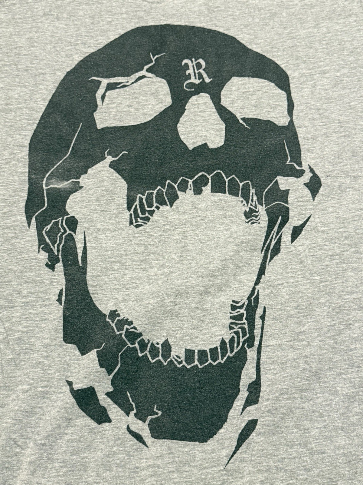 Revenge Skeleton Logo T-shirt Grey Size Large Made In USA Streetwear Punk