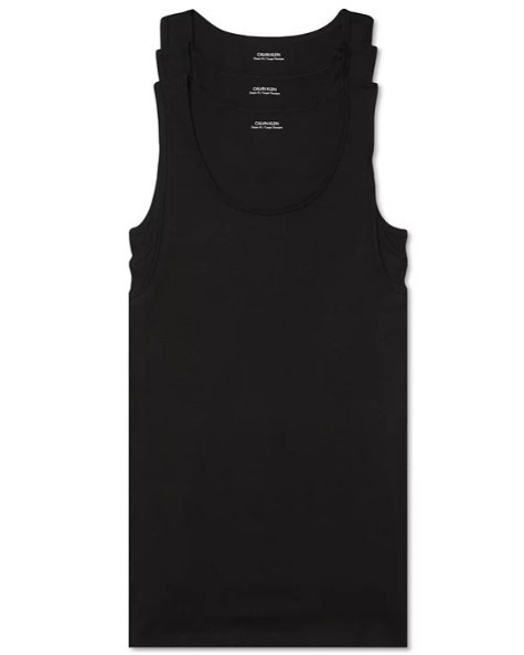 3 PACK CALVIN KLEIN SIZE MEDIUM BLACK RIBBED COTON TANKS T-SHIRTS UNDERSHIRTS