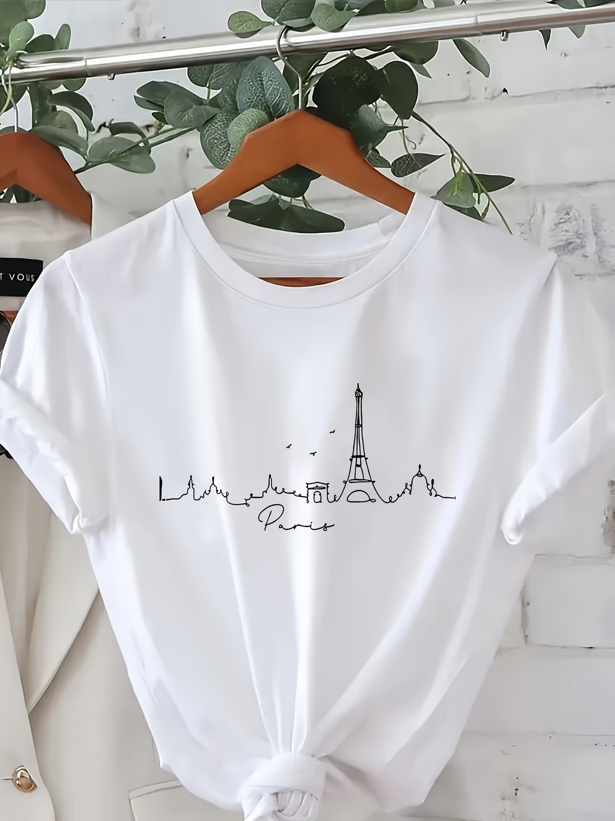 Paris Skyline T-Shirt Minimalist Eiffel Tower Cityscape Graphic Tee