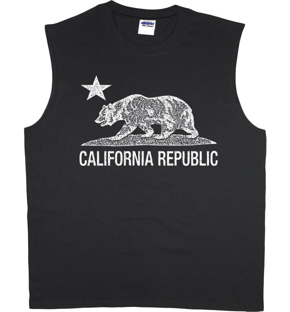 Men’s sleeveless shirt California bear flag decal muscle shirt mens tank top tee
