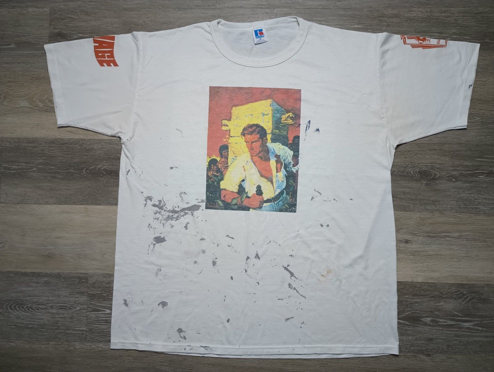Doc Savage vtg 90s T Shirt Man of Bronze Movie Pulp Hero 30s 40s comics XL art