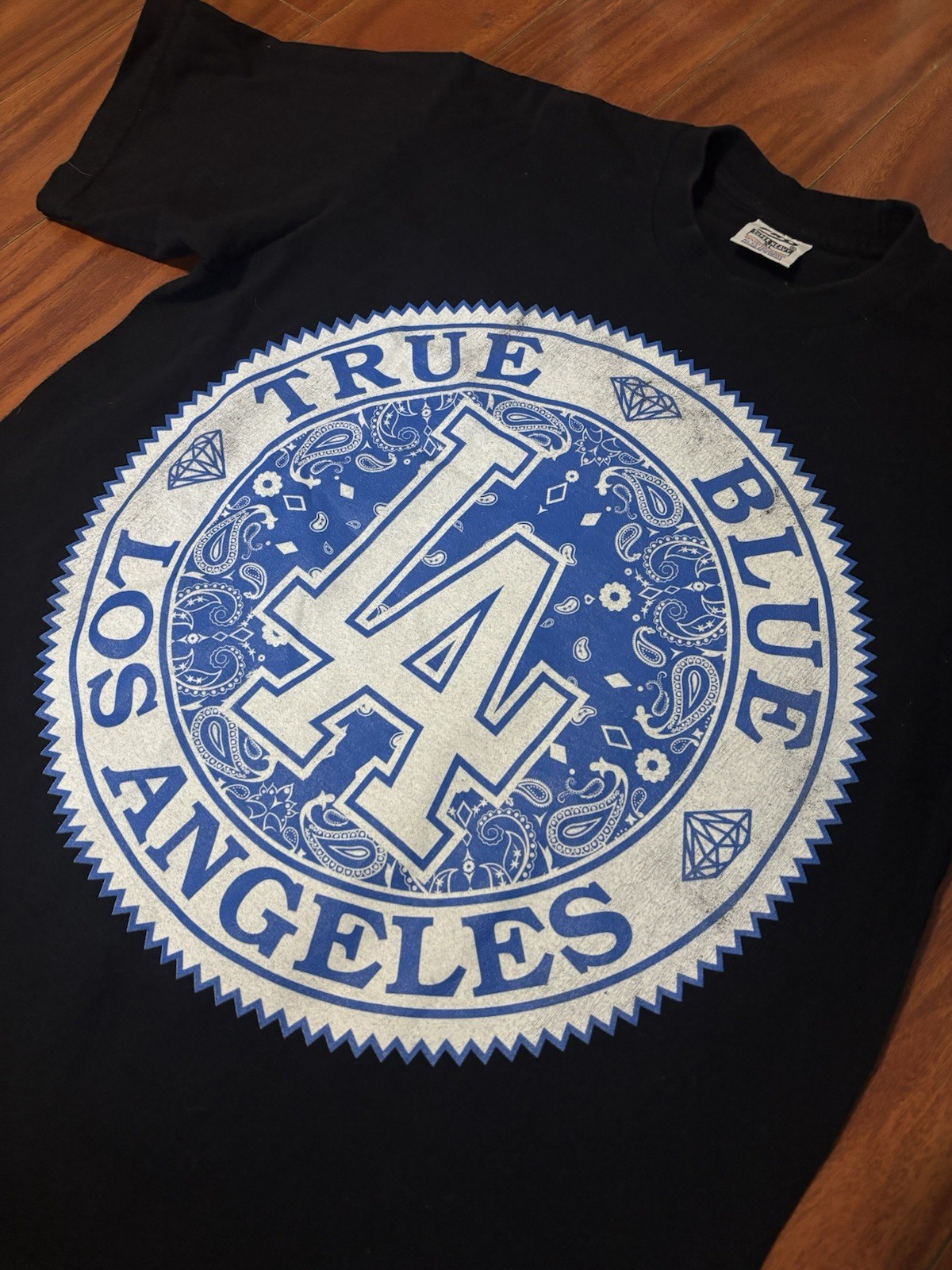 True Blue Los Angeles Black-White/Blue Tee- Size XL