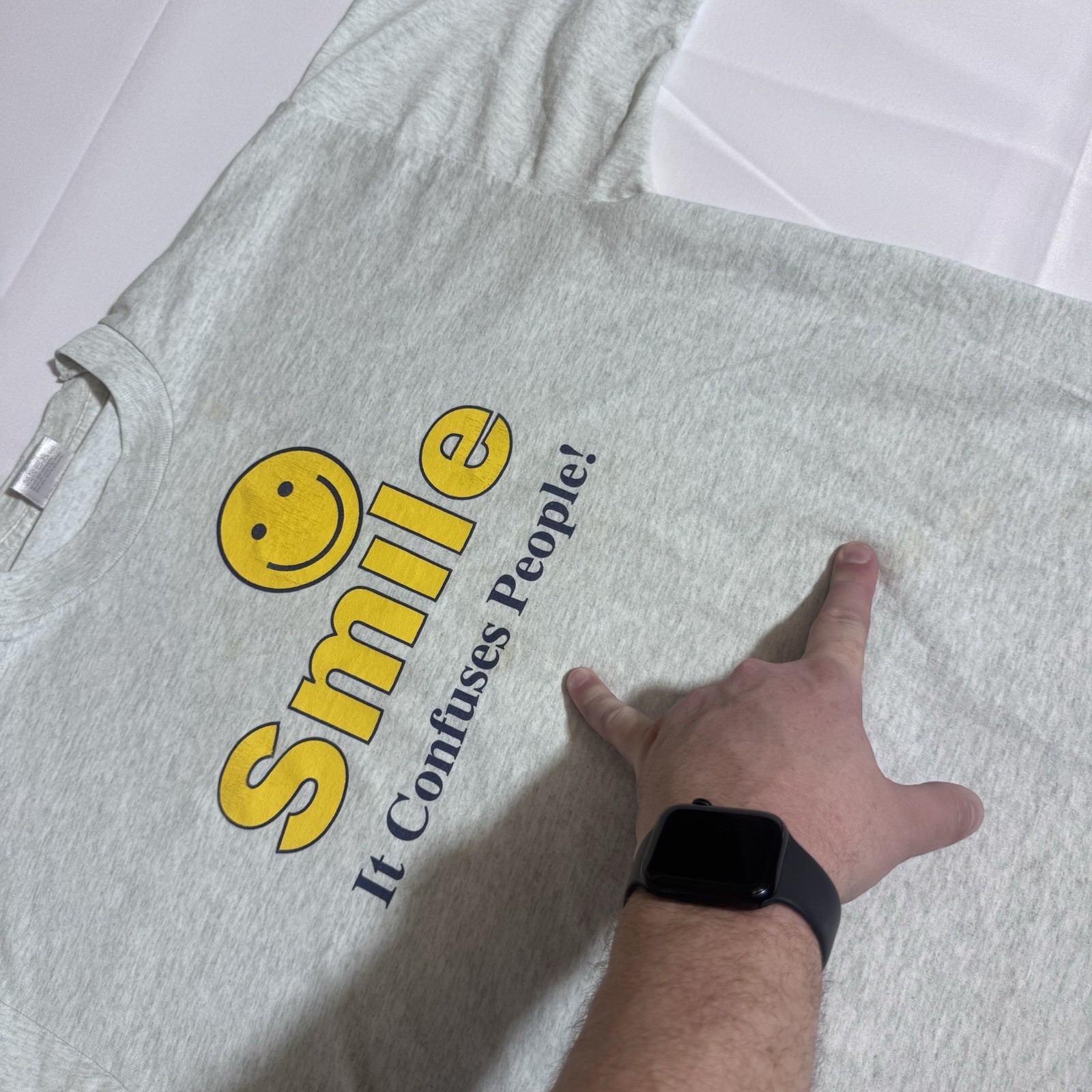 Best Tag VTG Graphic TEE, 50/50, USA, Smiley, Gray, Male/Female, Large
