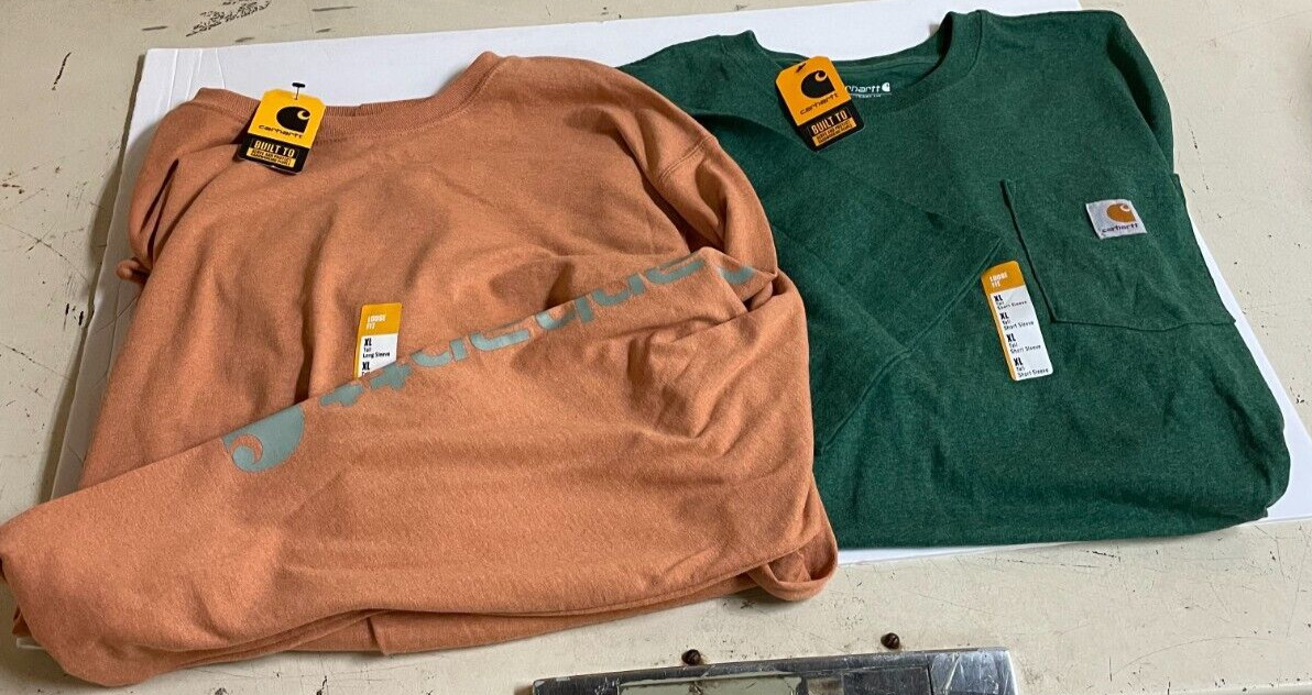 2 Pk Carhartt Men’s K87-M & TK0231-M Logo Shirt Size XLT NWT