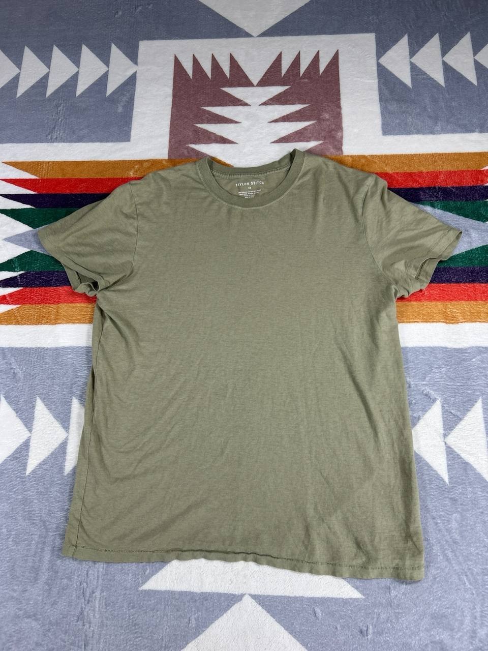 Taylor Stitch T Shirt Mens 38 Green Cotton Hemp Thin