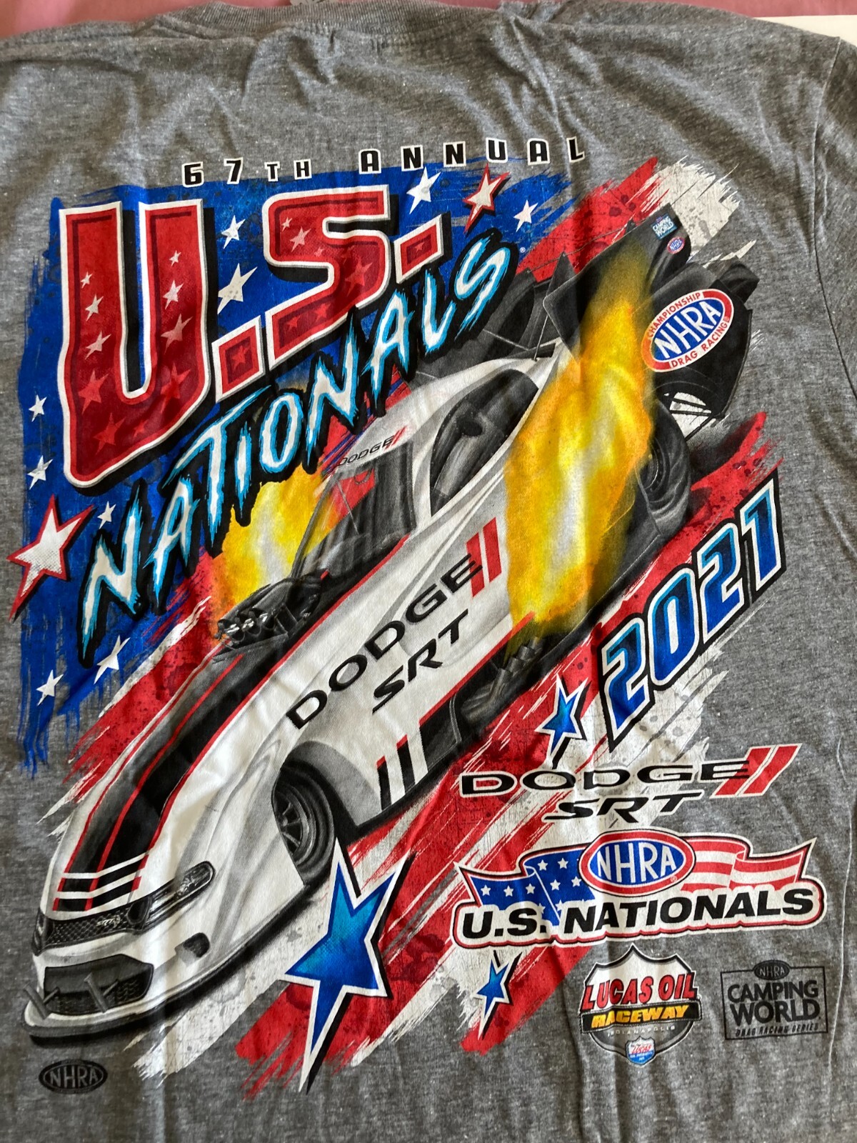 NHRA 2021 DODGE SRT US Nats Indy (158) 100% Cotton T-shirt. **PLUS** FREE **HAT!