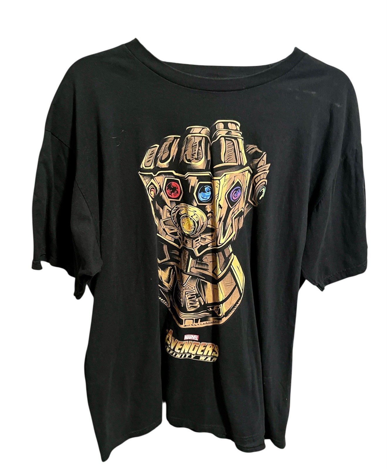 Avengers Infinity War Shirt Marvel Thanos Gauntlet Black Tee Adult XL MCU Movie