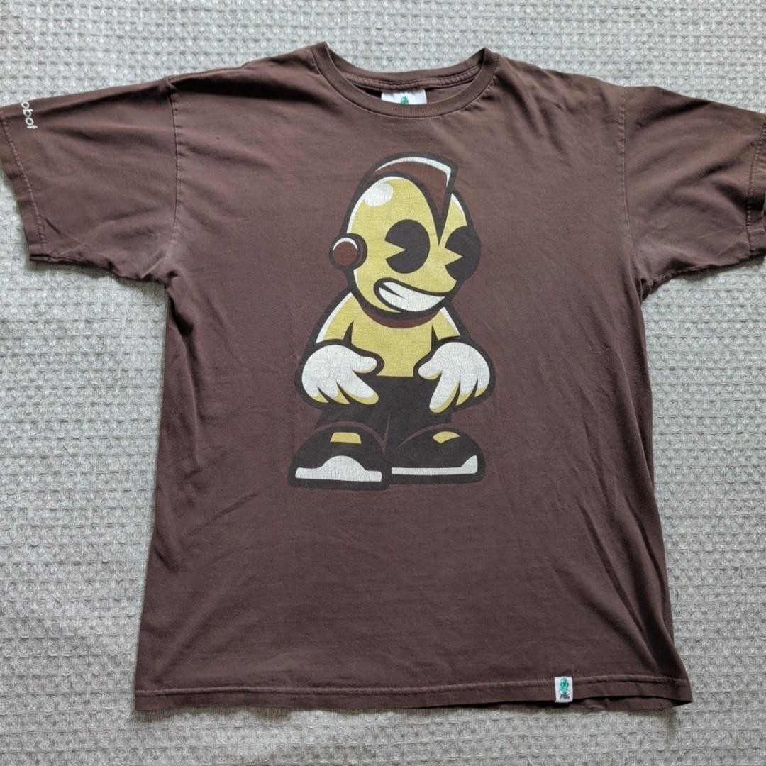 Kidrobot Shirt Mens Medium Brown Mascot Robot Graphic Tee Made USA Streetwear