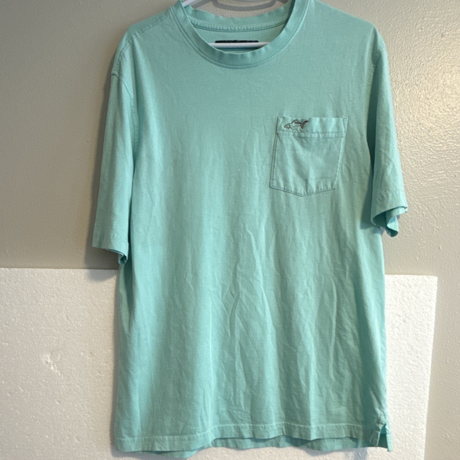 Greg Norman Luxury Cotton Tee Shirt Sz Large Green Teal Crew Neck Short Sleeve