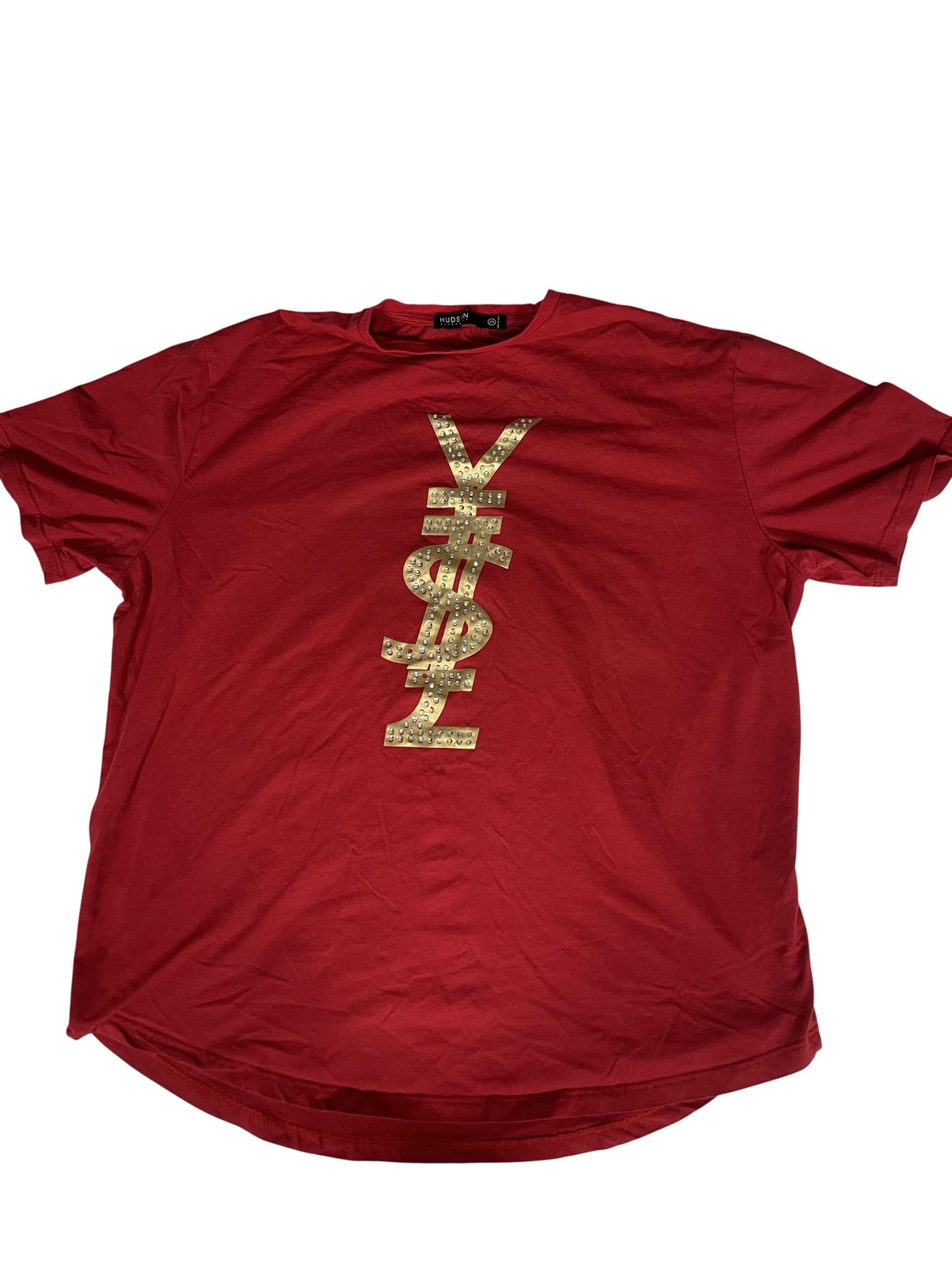 Hudson Outerwear Shirt Mens 4XL Red Gold Studded Money Symbol Graphic Tee