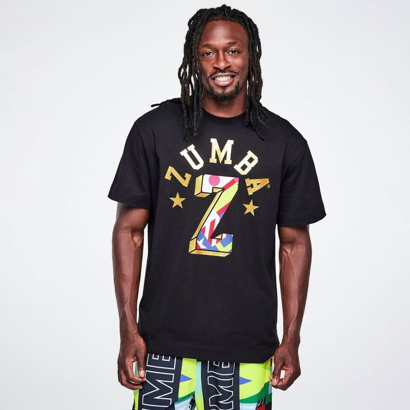 Zumba Worldwide Oversized Crew Neck Top – Black (men’s sizing) ~ XS S M L XL
