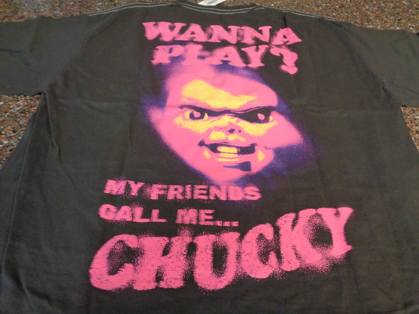 Bloody Disgusting Child’s Play Chucky Large Black T-shirt SS Wanna Play? NWT