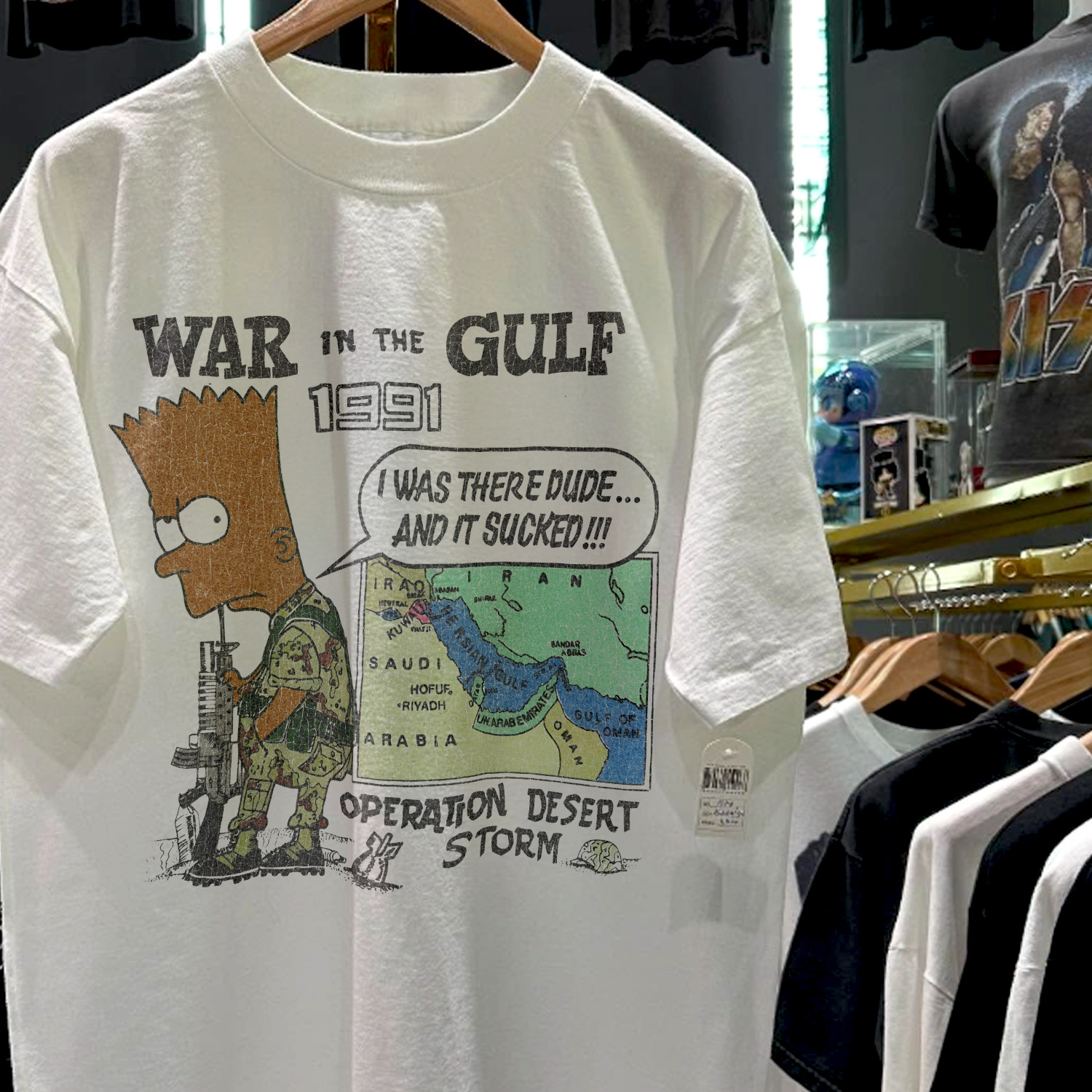 1991 Bootleg Bart Goes To War Classic T-Shirt White XL