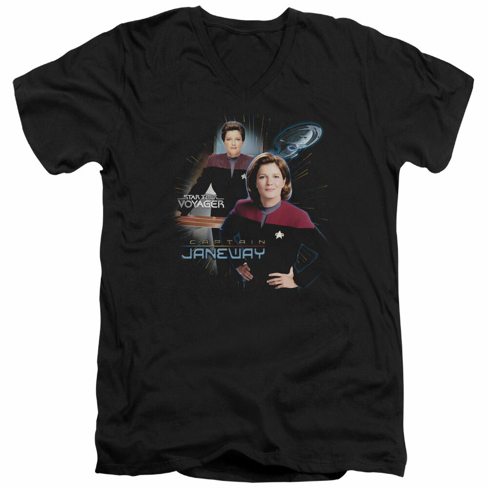Star Trek Voyager Captain Janeway Men’s Licensed T-Shirt S-5XL USS Voyager Tee