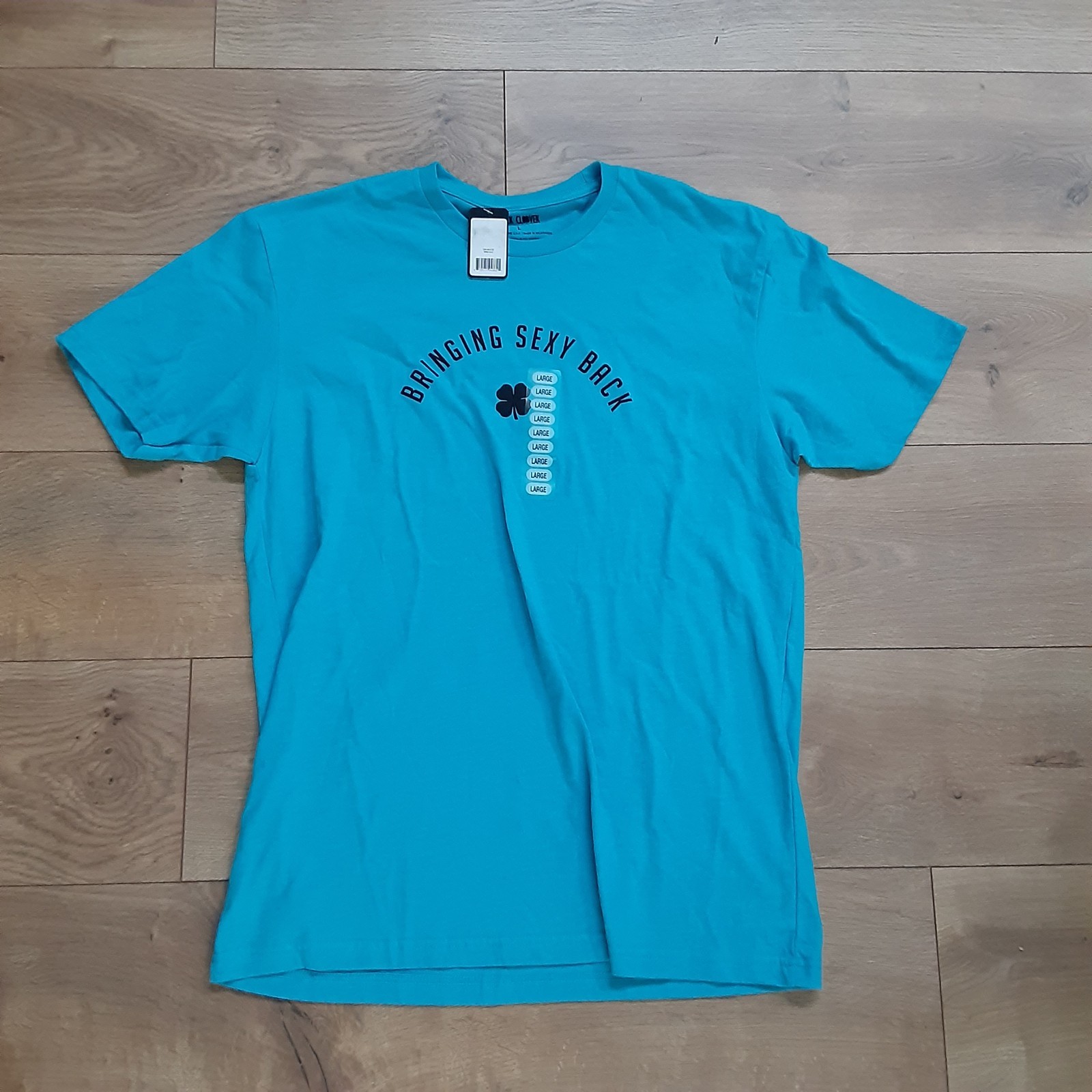 Black Clover Men’s Large Bondi Blue “Bringing Sexy Back” Golf T-Shirt New