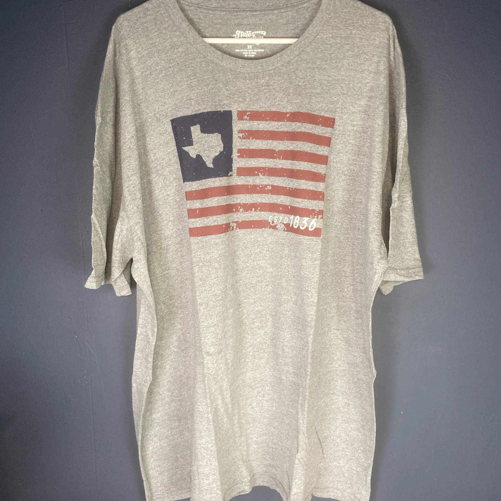 State Love Statdard Unisex Non Fitted T-shirt Texas Logo Gray Mens 3XL