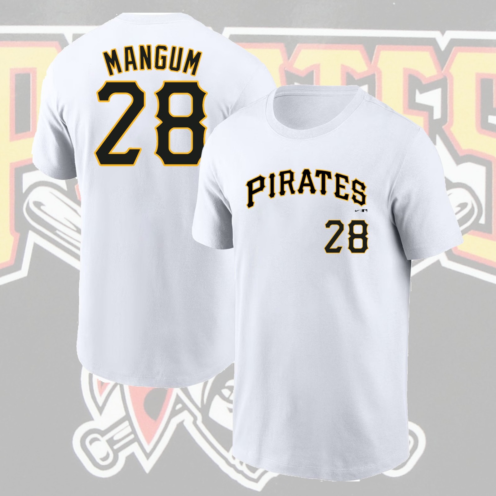 NEW SALE! Jake Mangum #28 Pittsburgh Pirates Name & Number 2026 Fan Gifts
