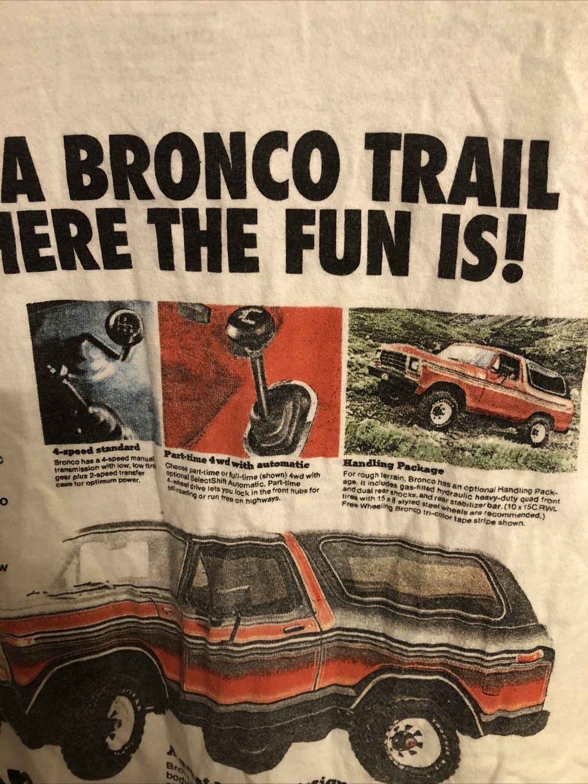 Ford Bronco “Blaze A Bronco Trail…” Size Mens Medium White Graphic Tee. Cotton