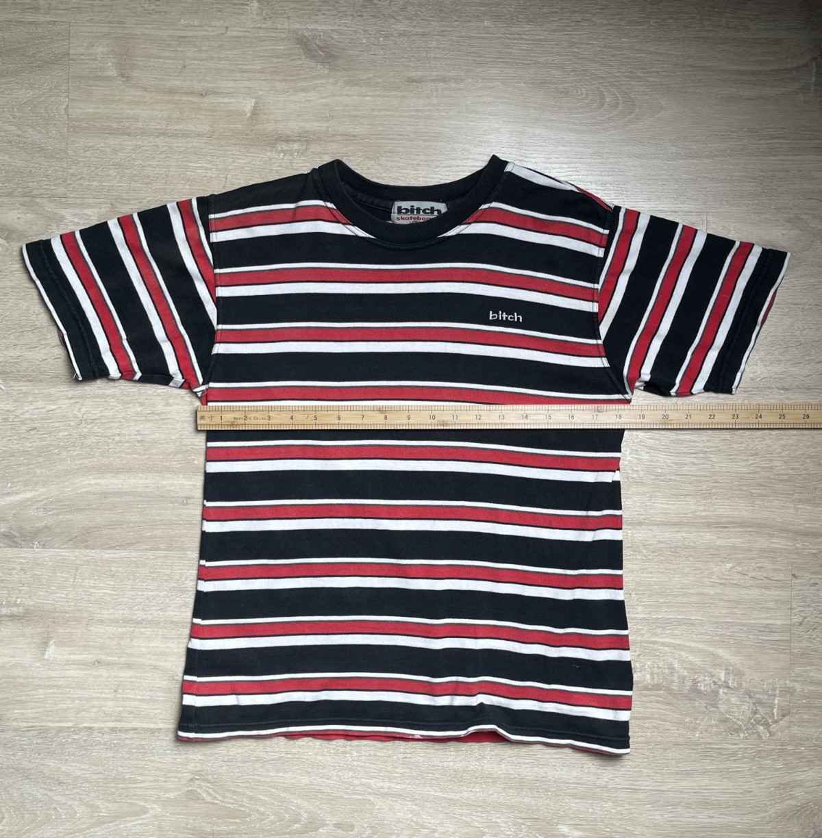 Vintage Bitch Skateboards Striped T Shirt Men’s Size Large 90S