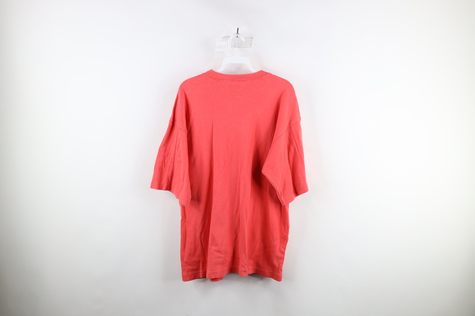 Vintage 90s IOU Mens Medium Blank Baggy Fit Short Sleeve Pocket T-Shirt Salmon