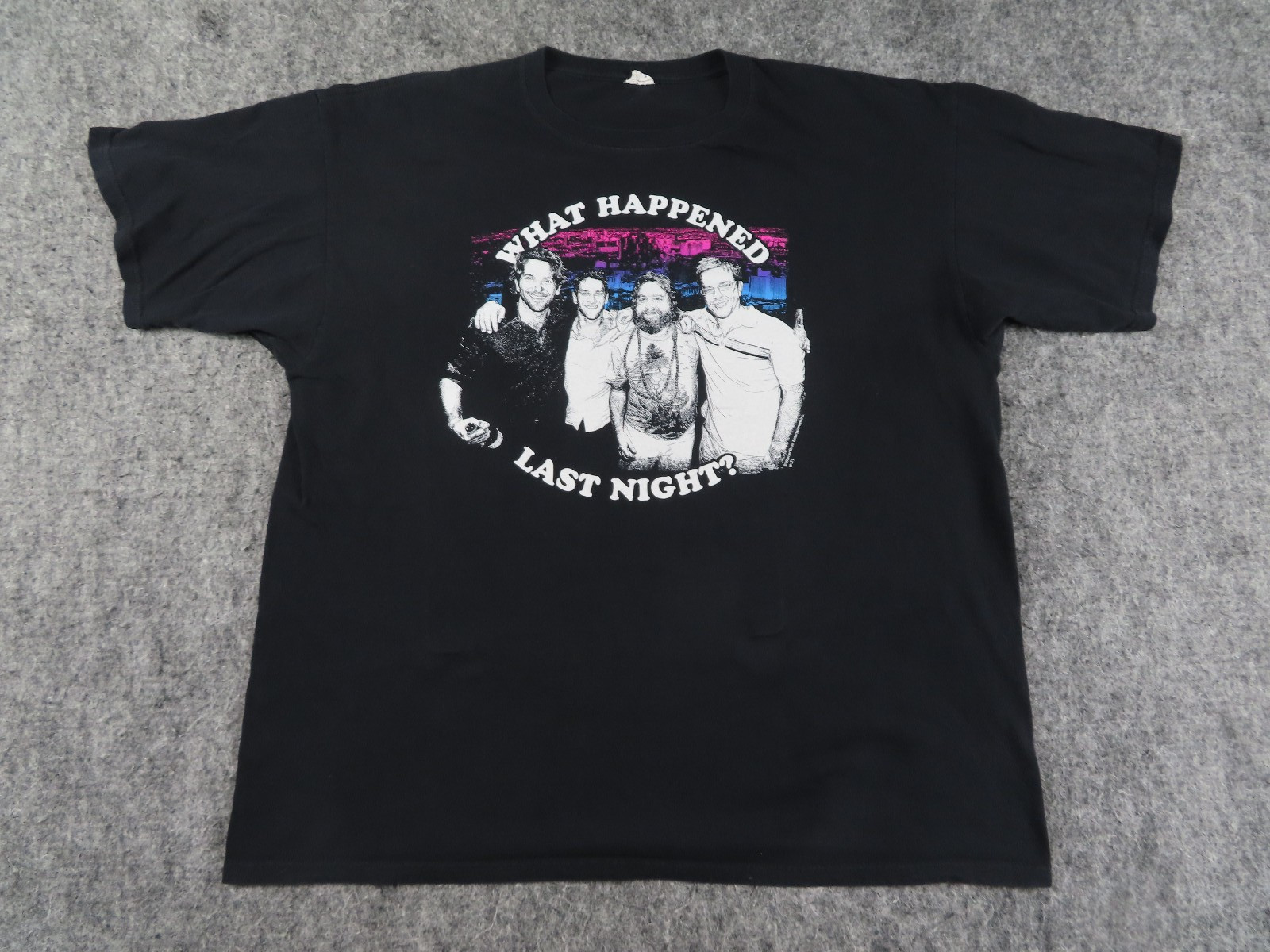 Hangover Shirt Mens XL Black What Happened Last Night Movie Promo Graphic 2019