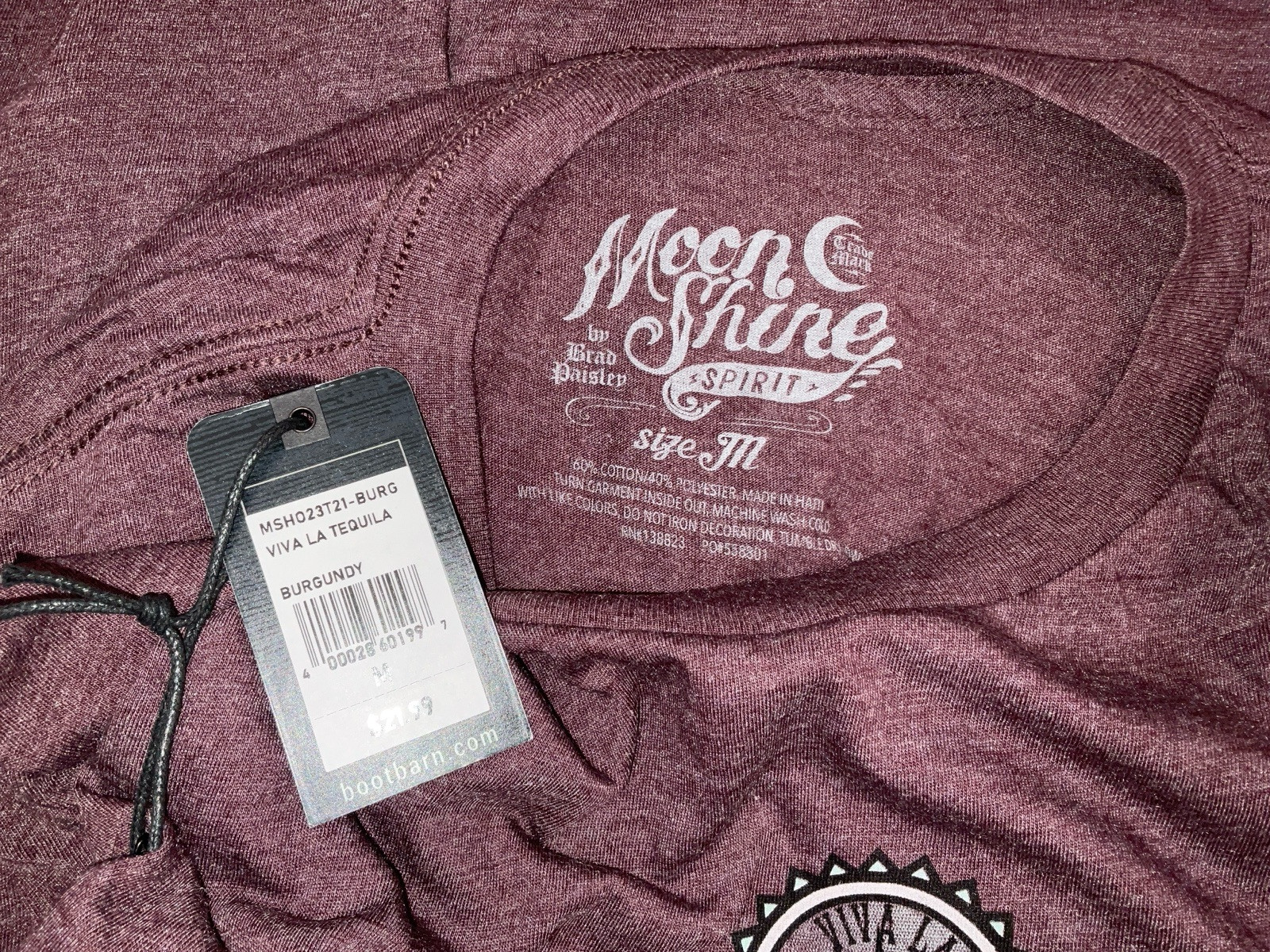 NWT Men’s Brad Paisley Moon Shine Spirit Viva La Tequila T-shirt Burgundy Medium