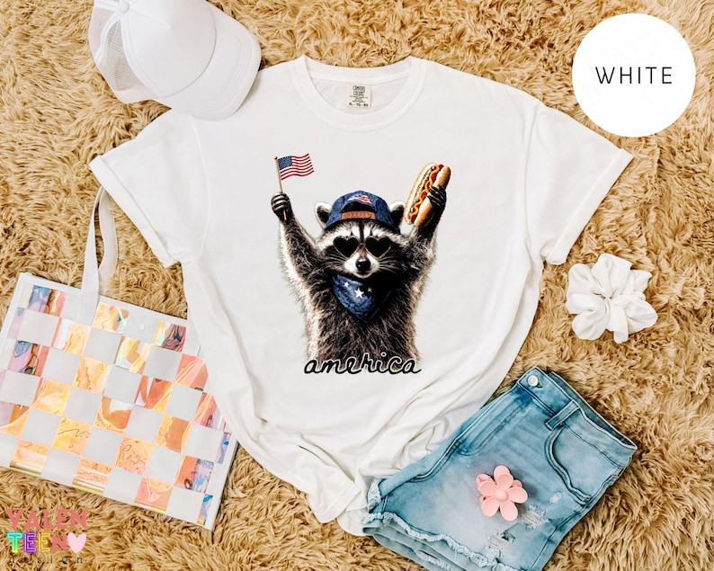 Comfort Colors Feral Raccoon Shirt Patriotic USA Funny 4th of July Tee
