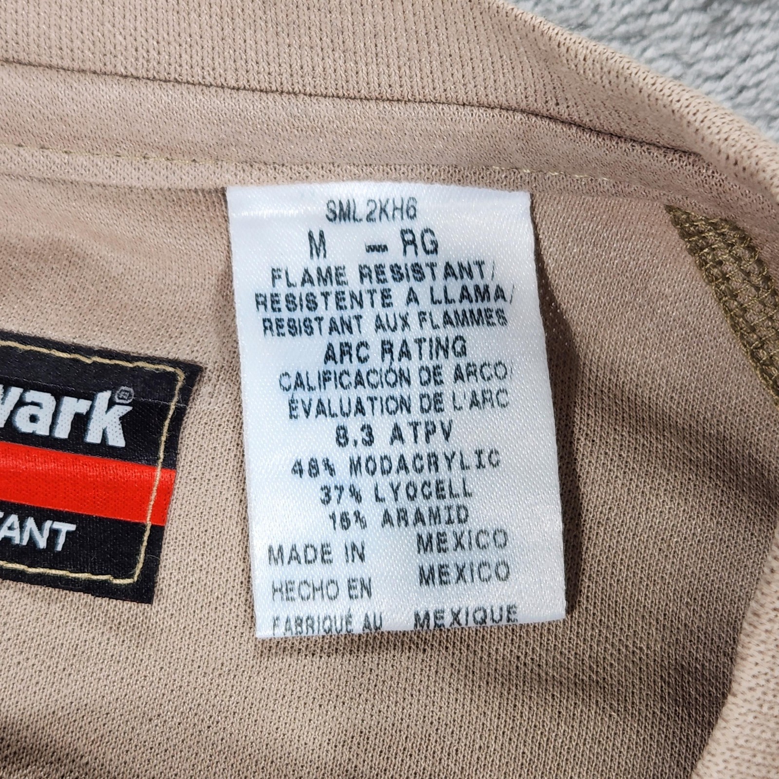Bulwark FR Shirt Mens Medium Beige Henley Long Sleeve Flame Resistant Workwear