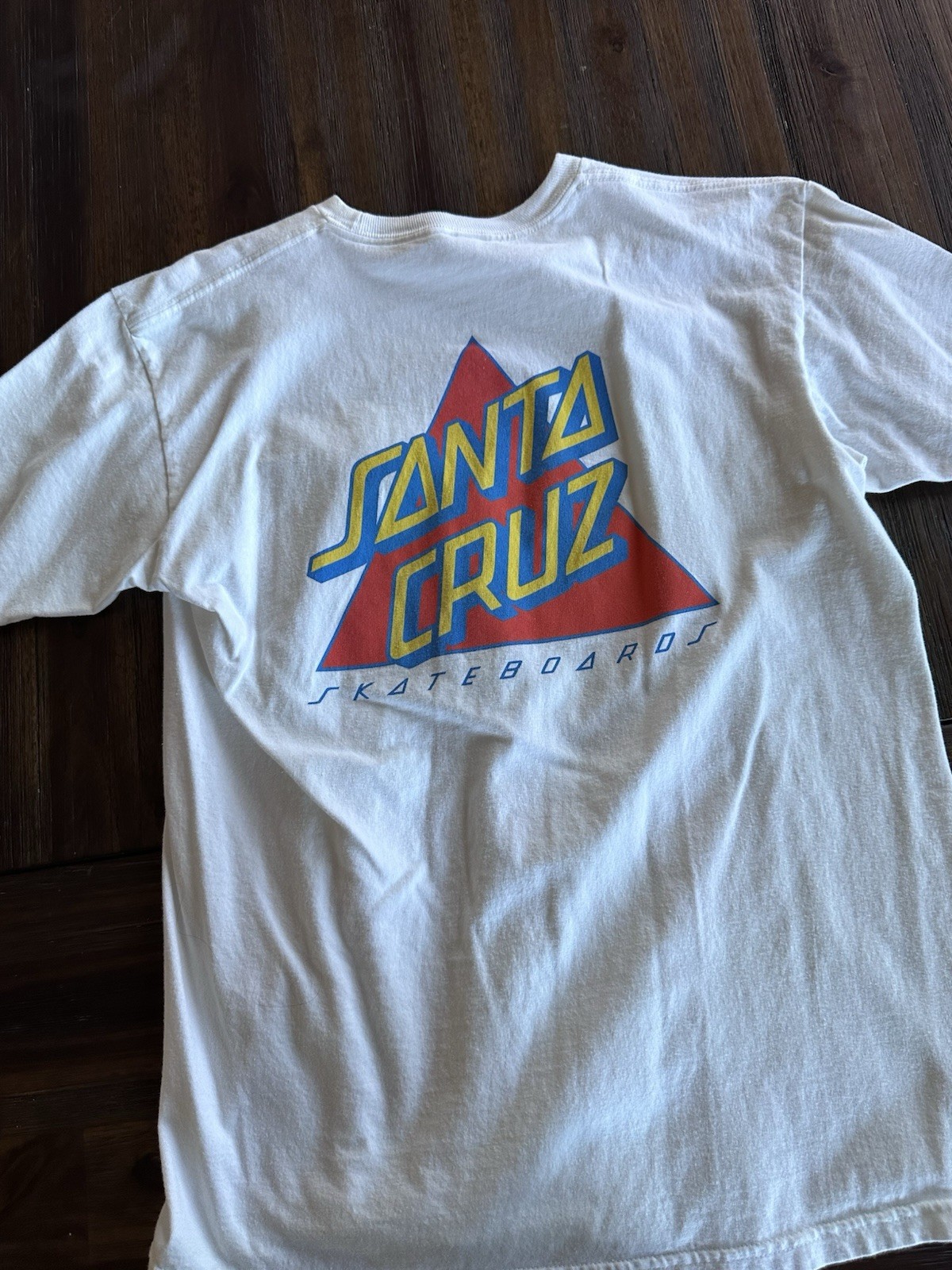 Santa Cruz Skateboards Shirt Mens Medium White Triangle Logo Double Sided Tee
