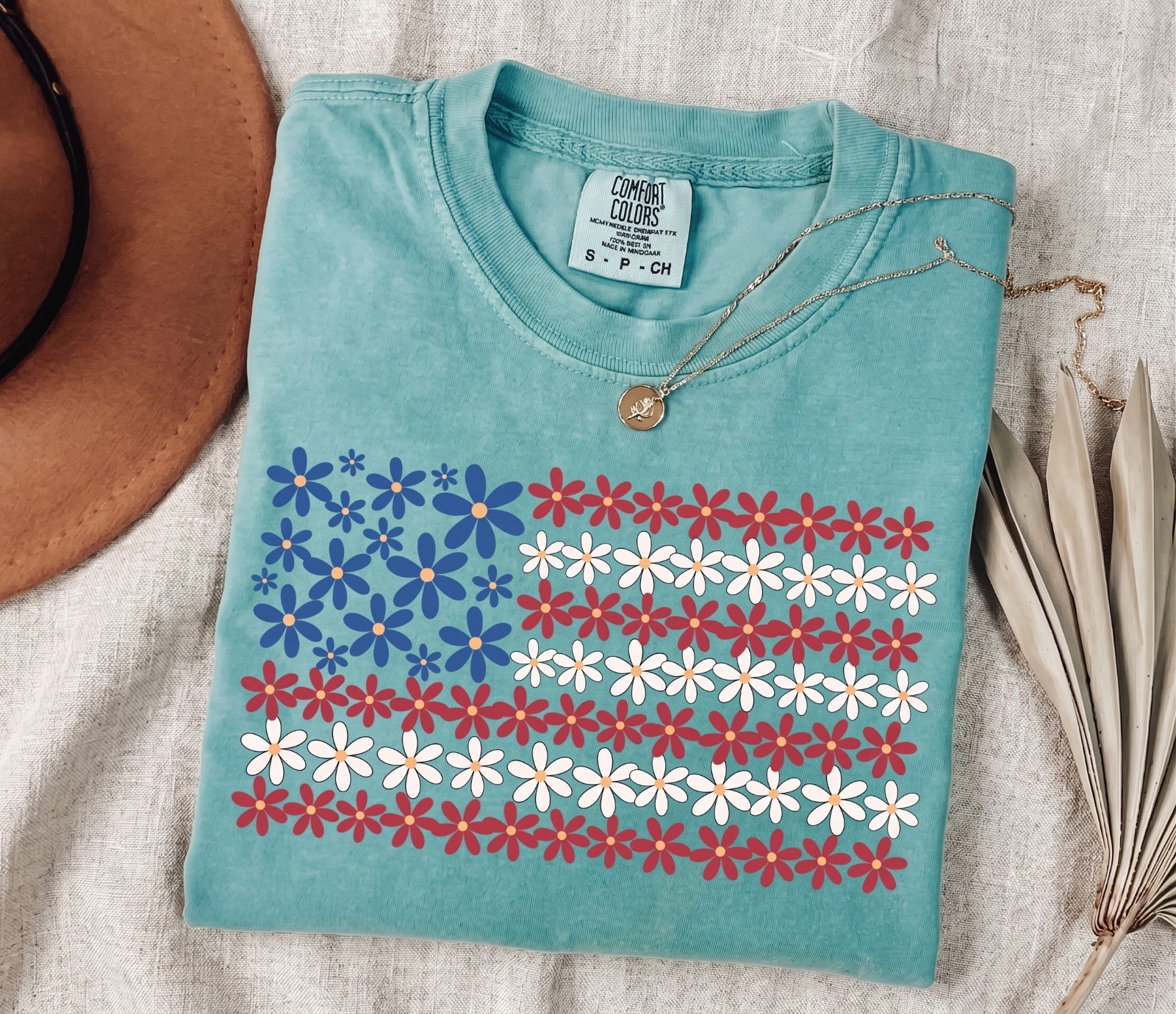Comfort Colors Floral American Flag Shirt, 4th of July Shirt, Independence Day
