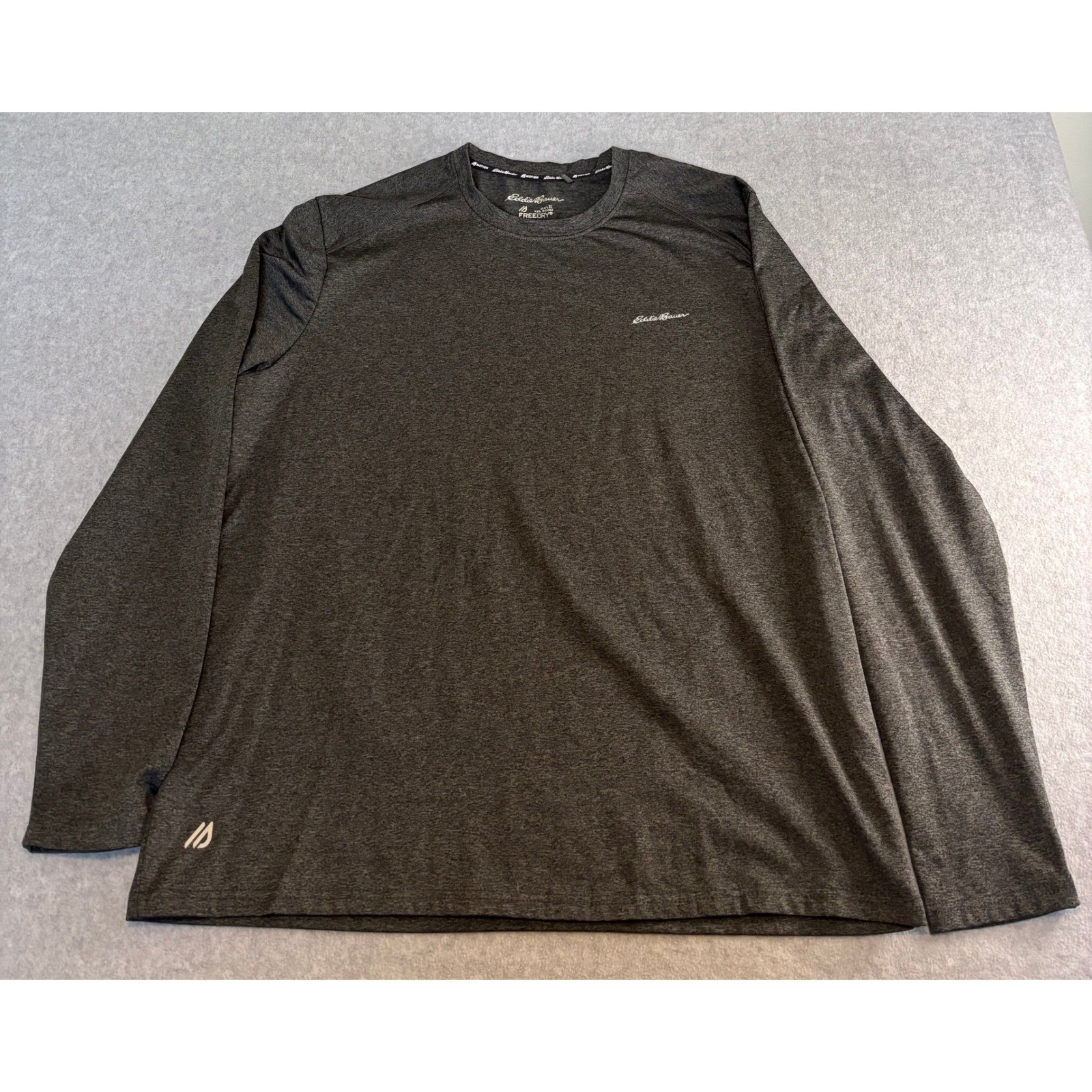 Eddie Bauer Mens XL Gray FreeDry Motion Long Sleeve Performance Outdoor Shirt