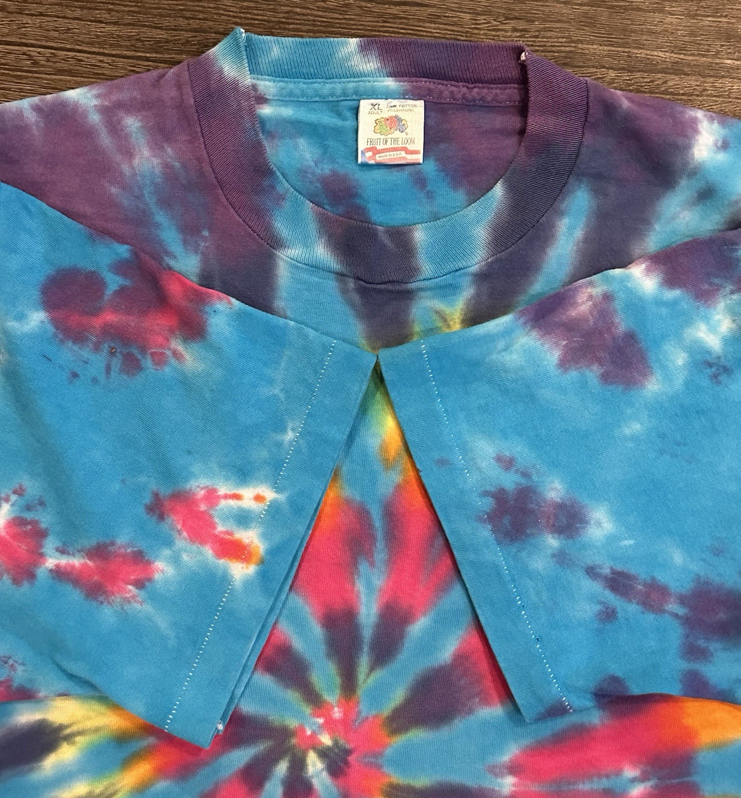 Early 1990s Festival Spiral Tie-Dye Vintage Blank T-Shirt Size XL FOTL