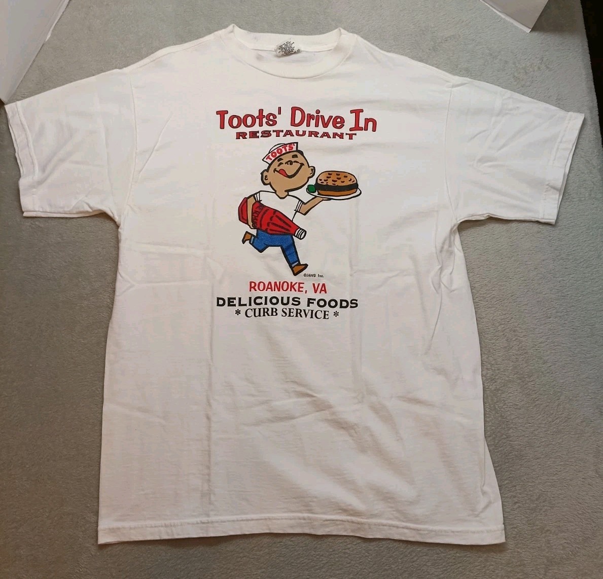 Vintage 90’s 00’s Toots’ Drive In Restaurant Roanoke VA White Graphic T Shirt XL