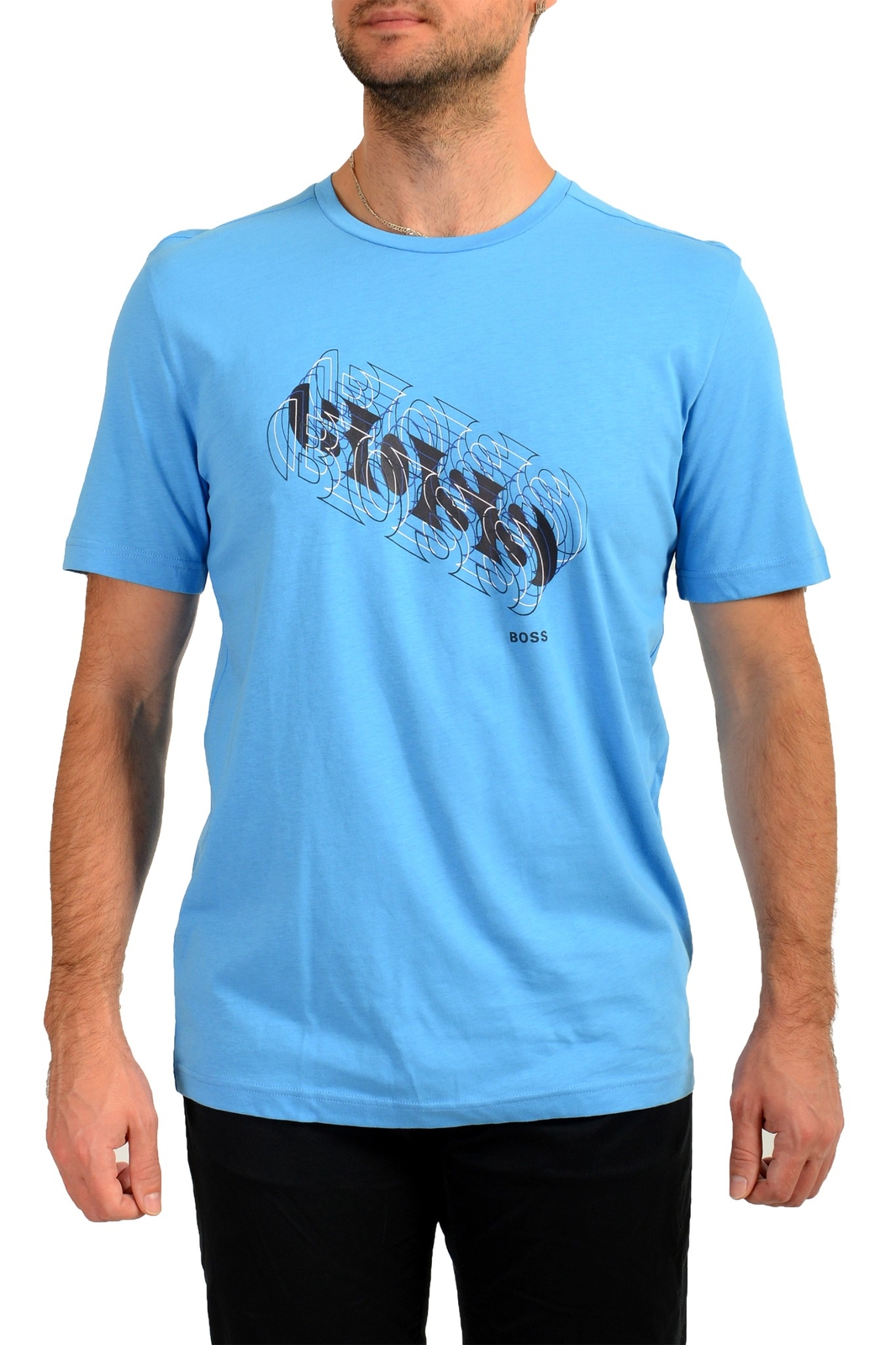 Hugo Boss Men’s “Tee 3” Blue Logo Print Short Sleeve T-Shirt US 2XL IT 56