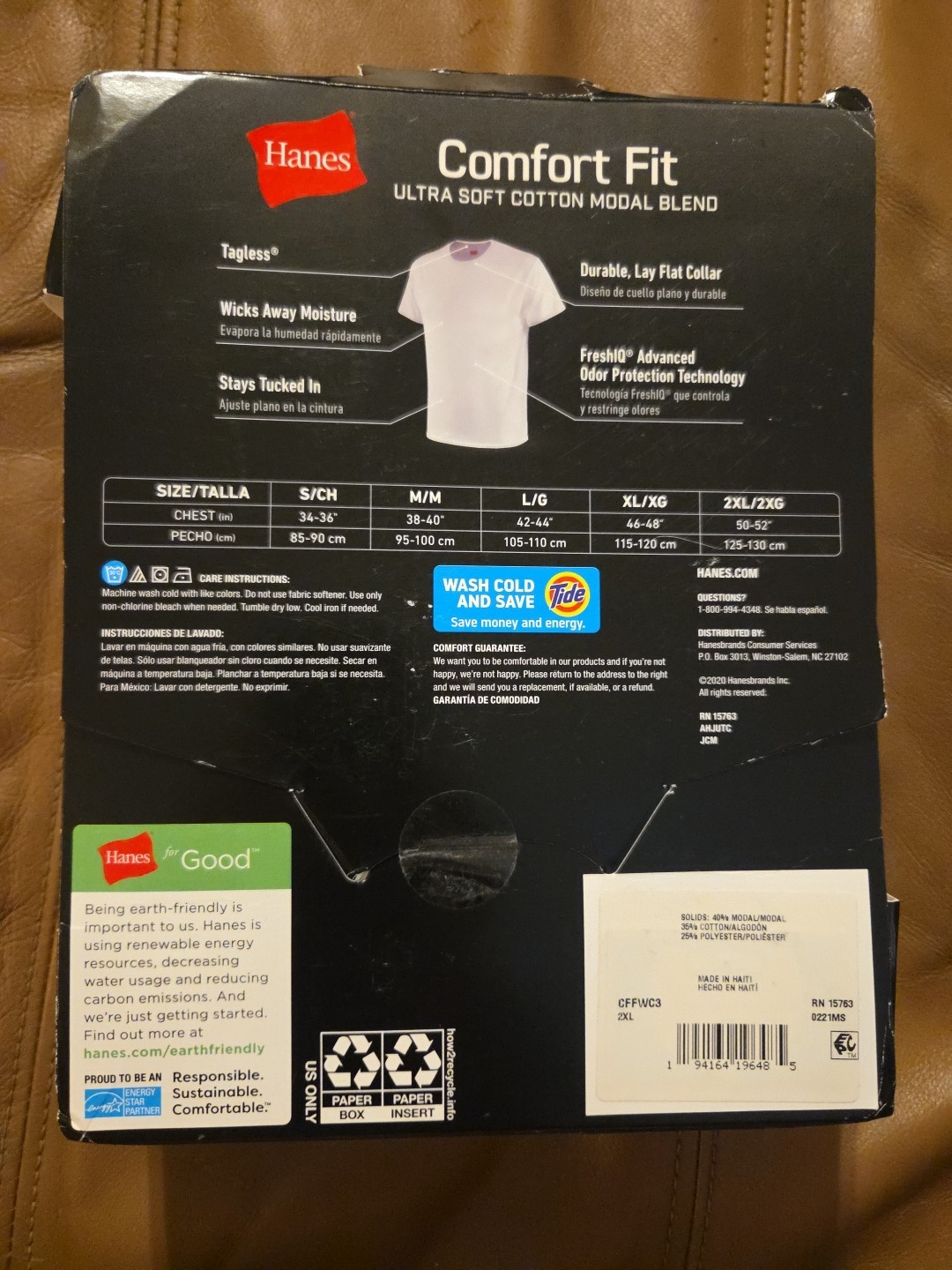 Hanes Men’s 3 Pack Comfort Fit Tagless White T -Shirts Size 2XL 50-52″ New