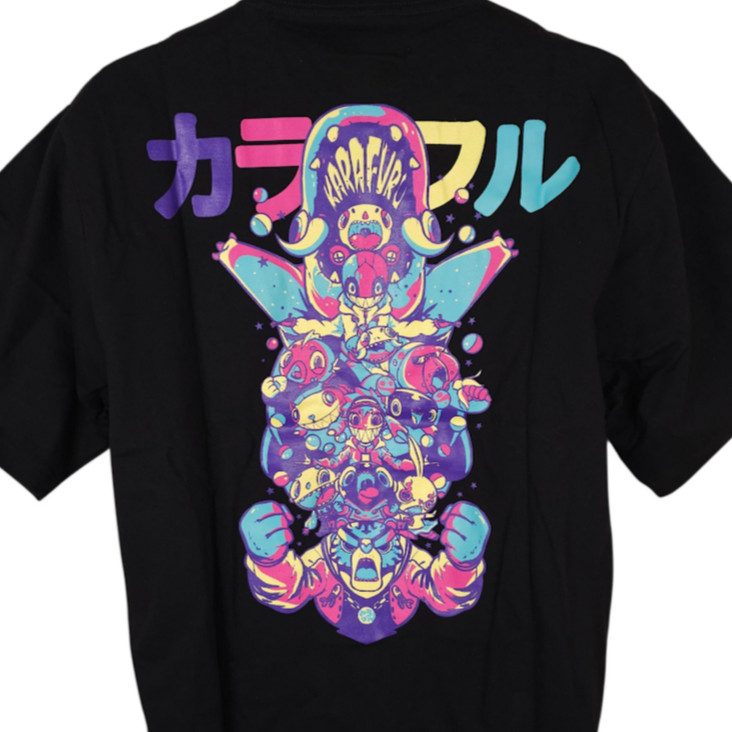 Karafuru X Rawtype Riot T Shirt Mens Size XL Black Anime Kaiju Carnival
