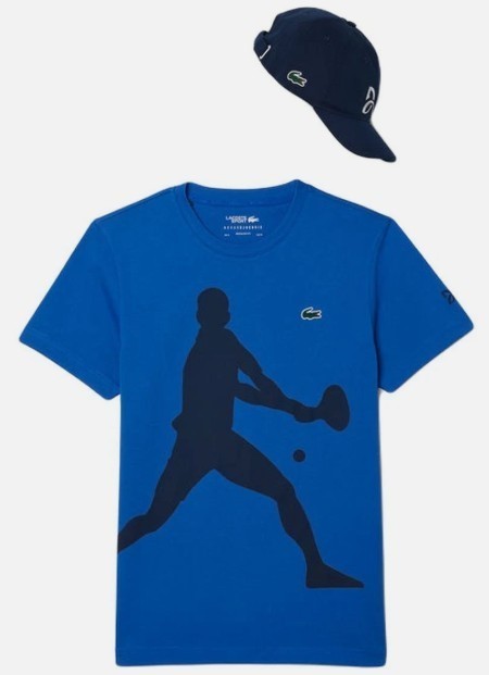 Lacoste Novak Djokovic Regular Fit Royal Blue Tee and Navy Cap Set Size 8 – 3XL