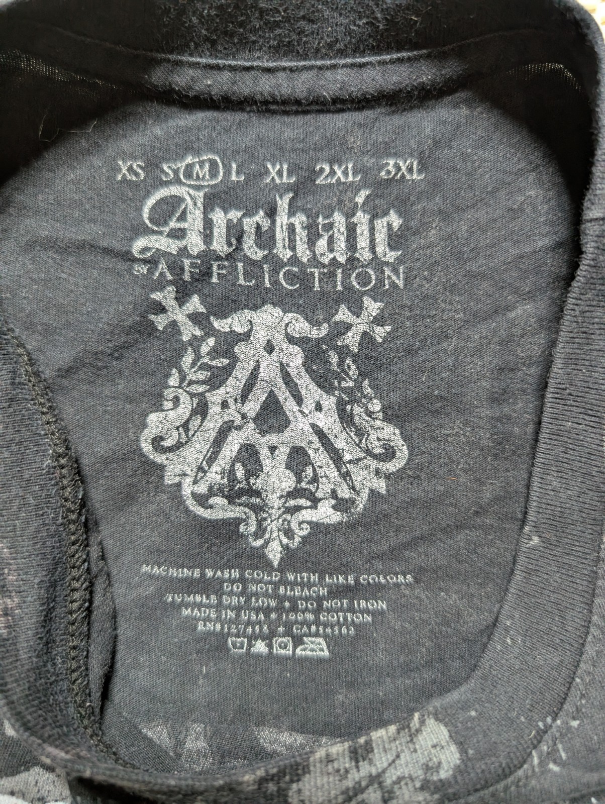 Archaic by Affliction Skull Angel Wings Crown Gothic Cross Wing Medium USA Made