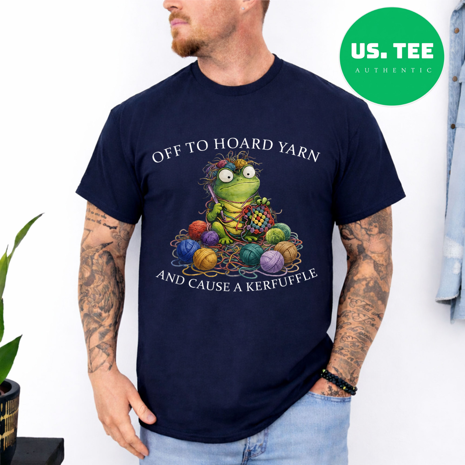 Off to Hoard Yarn Frog Knitting Crochet Knitter Yarn Lover T-Shirt