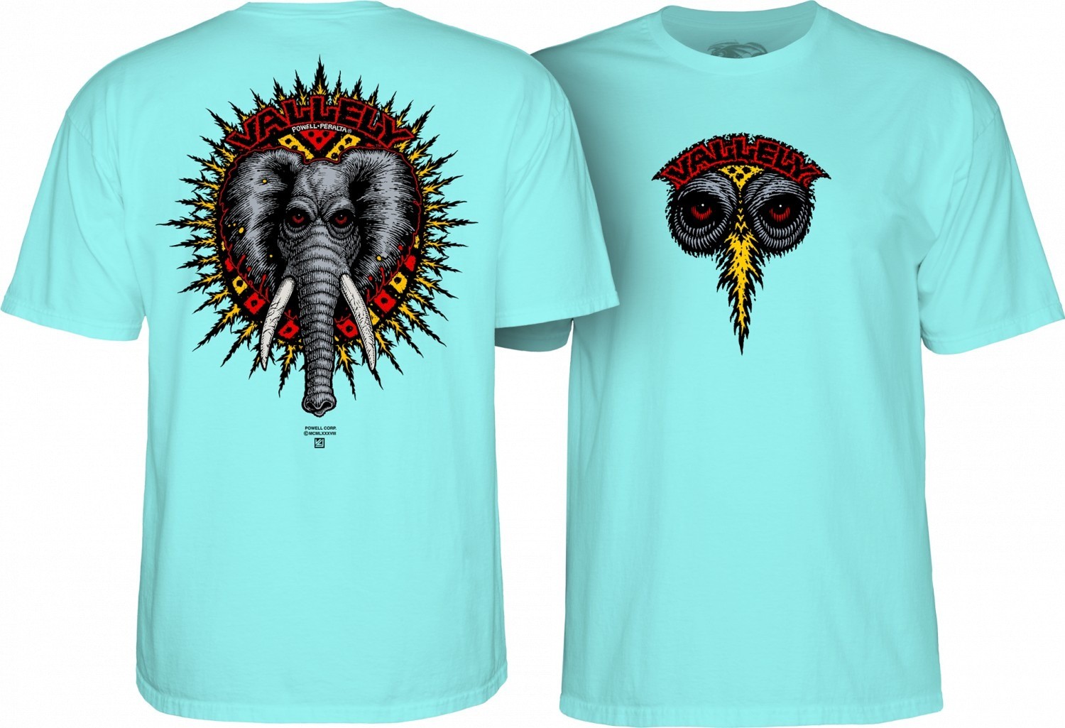 Powell Peralta Mike Vallely ELEPHANT Skateboard T Shirt CELADON