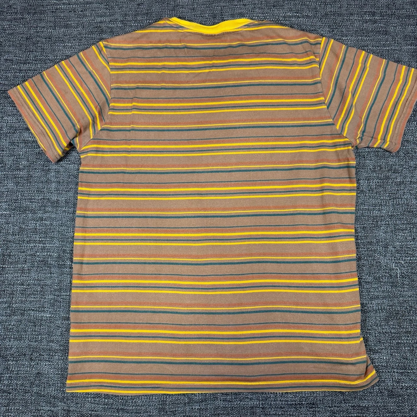 HUF Striped Knit T-Shirt Brown and Yellow Multi Stripe