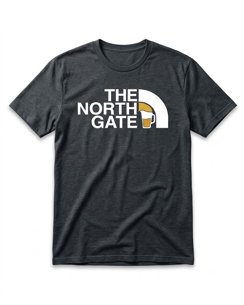 The North Gate The North Face parody logo shirt