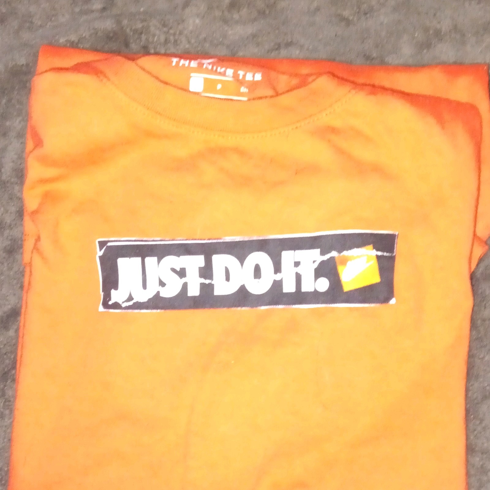 Nike The Nike Tee Orange Just Do It Graphic Athletic Fit Mens S Crew Cotton