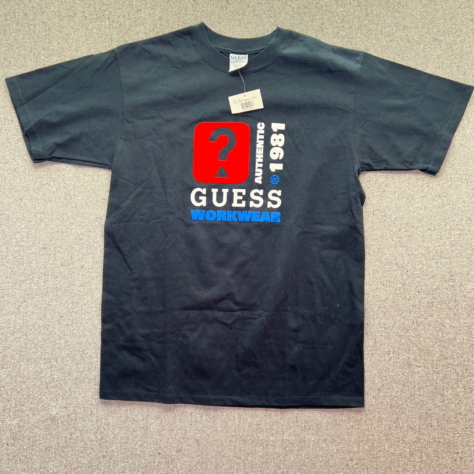 Guess Men’s Black Logo Classic T-Shirt Size MEDIUM Made in USA